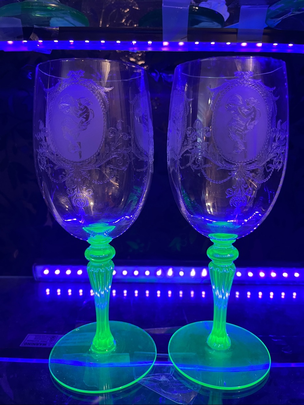 Tiffin-Franciscan Psyche Green water goblet. Set of 2